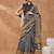 Multi printed silk blend ethnic saree with blouse piece