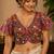 Women's rani pink mirror work navratri blouse | heavy gamthi embroidery italian silk choli