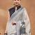 Off white printed silk blend ethnic saree with blouse piece