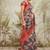 Green printed silk blend ethnic saree with blouse piece