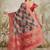 Green printed silk blend ethnic saree with blouse piece