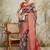 Green printed silk blend ethnic saree with blouse piece