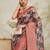Green printed silk blend ethnic saree with blouse piece
