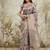 Grey printed silk blend ethnic saree with blouse piece