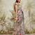 Grey printed silk blend ethnic saree with blouse piece