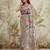 Grey printed silk blend ethnic saree with blouse piece