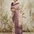 Cream printed silk blend ethnic saree with blouse piece