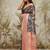 Navy blue printed silk blend ethnic saree with blouse piece