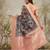 Navy blue printed silk blend ethnic saree with blouse piece