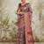 Maroon printed silk blend ethnic saree with blouse piece