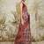 Maroon printed silk blend ethnic saree with blouse piece