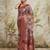 Maroon printed silk blend ethnic saree with blouse piece