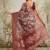 Maroon printed silk blend ethnic saree with blouse piece