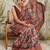 Maroon printed silk blend ethnic saree with blouse piece