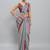 Grey printed blended cotton designer saree with blouse piece