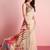 Cream printed linen casual saree with blouse piece