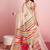 Cream printed linen casual saree with blouse piece