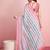 Blue printed linen casual saree with blouse piece