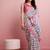 Blue printed linen casual saree with blouse piece
