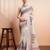 Cream printed linen casual saree with blouse piece
