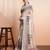 Cream printed linen casual saree with blouse piece