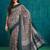 Navy blue printed blended cotton designer saree with blouse piece