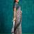 Navy blue printed blended cotton designer saree with blouse piece