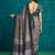 Navy blue printed blended cotton designer saree with blouse piece