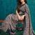 Navy blue printed blended cotton designer saree with blouse piece