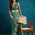 Green printed blended cotton designer saree with blouse piece
