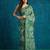 Green printed blended cotton designer saree with blouse piece