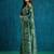 Green printed blended cotton designer saree with blouse piece