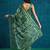 Green printed blended cotton designer saree with blouse piece
