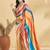 Yellow printed crepe casual saree with blouse piece