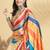 Yellow printed crepe casual saree with blouse piece