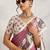 Purple printed satin fashion saree with blouse piece
