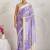 Purple printed satin fashion saree with blouse piece