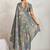 Grey printed satin fashion saree with blouse piece