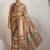 Brown printed satin fashion saree with blouse piece