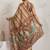 Brown printed satin fashion saree with blouse piece