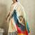 Off white printed satin fashion saree with blouse piece