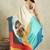 Off white printed satin fashion saree with blouse piece