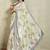 Off white printed satin fashion saree with blouse piece