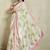 Off white printed satin fashion saree with blouse piece