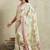 Off white printed satin fashion saree with blouse piece