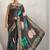 Grey printed satin fashion saree with blouse piece