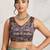 Sea green printed satin fashion saree with blouse piece