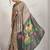 Brown printed satin fashion saree with blouse piece