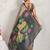 Brown printed satin fashion saree with blouse piece