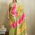 Green printed satin fashion saree with blouse piece
